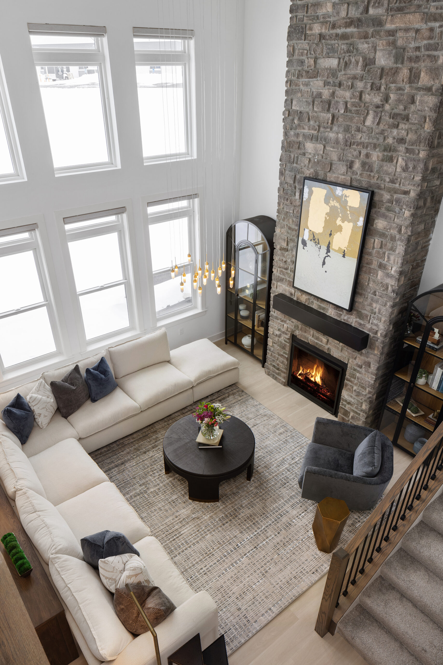 Multi-family home contemporary living room interior design services in Glencoe.